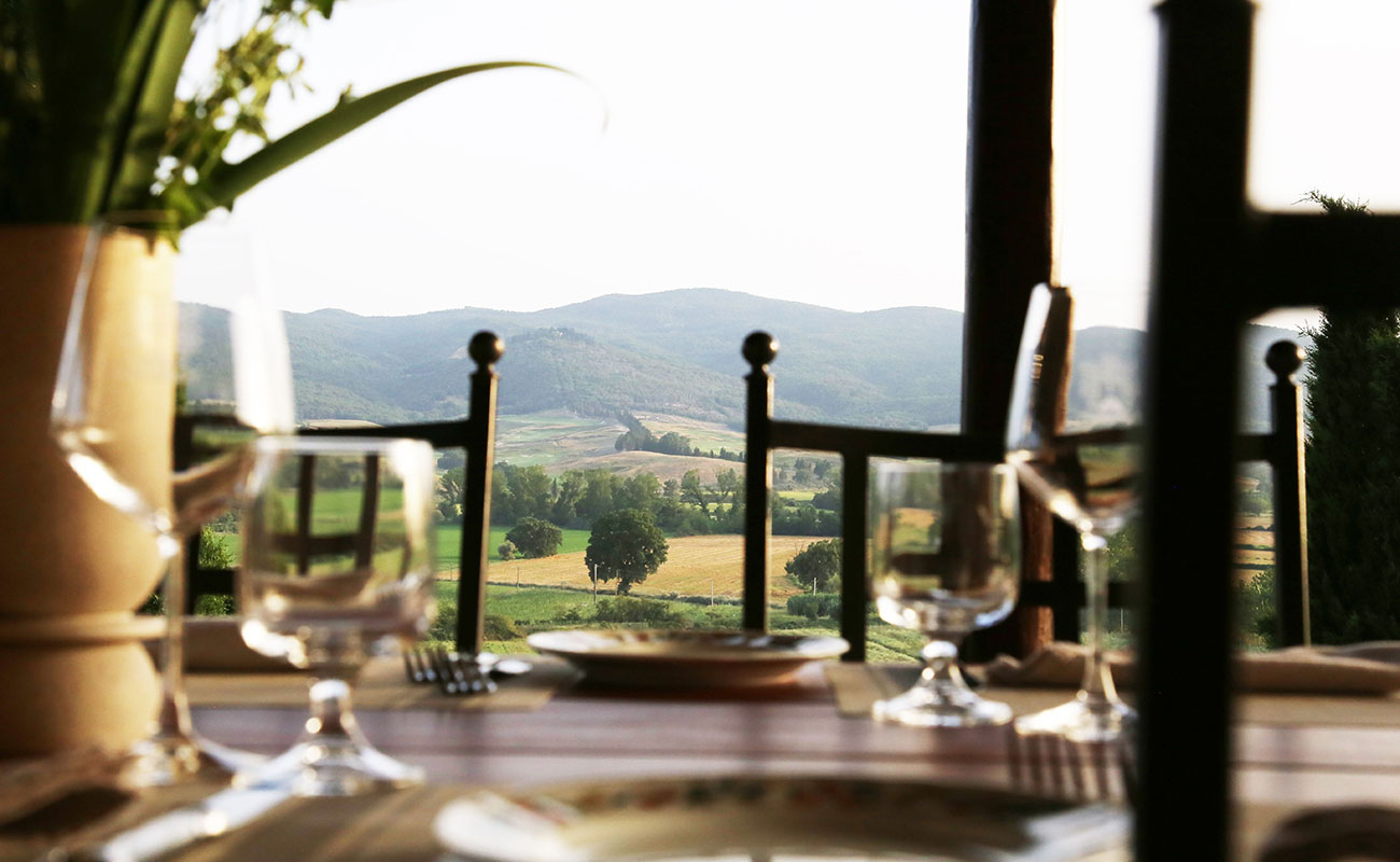 Ombroneta view from terrace dining table